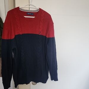 Nautica Size XL Red and Blue Sweater